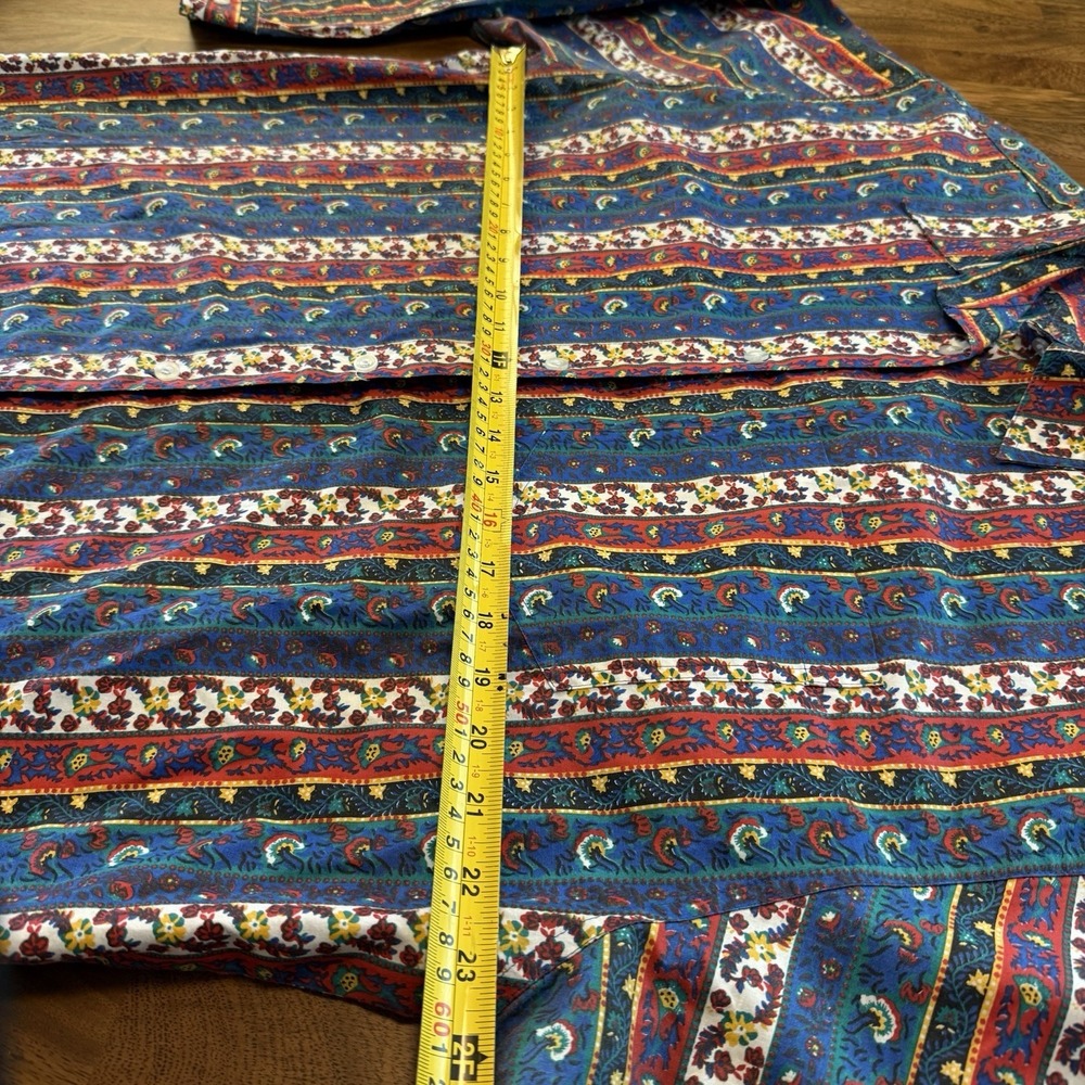 Color Color Color Shirt Size 22W Vintage Western Paisley Stripe Long Sleeve Top - Picture 3 of 13